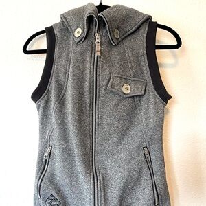 Burton Dry Ride Hooded Vest Gray Full Zip Lined Vest Jacket | Womens XS